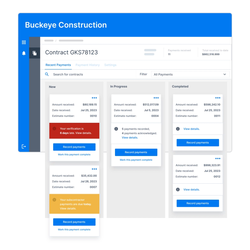 gif showing how to track a payment within Signet
