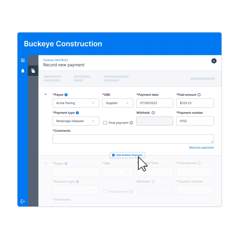 gif showing how to record payments as the payer in Signet
