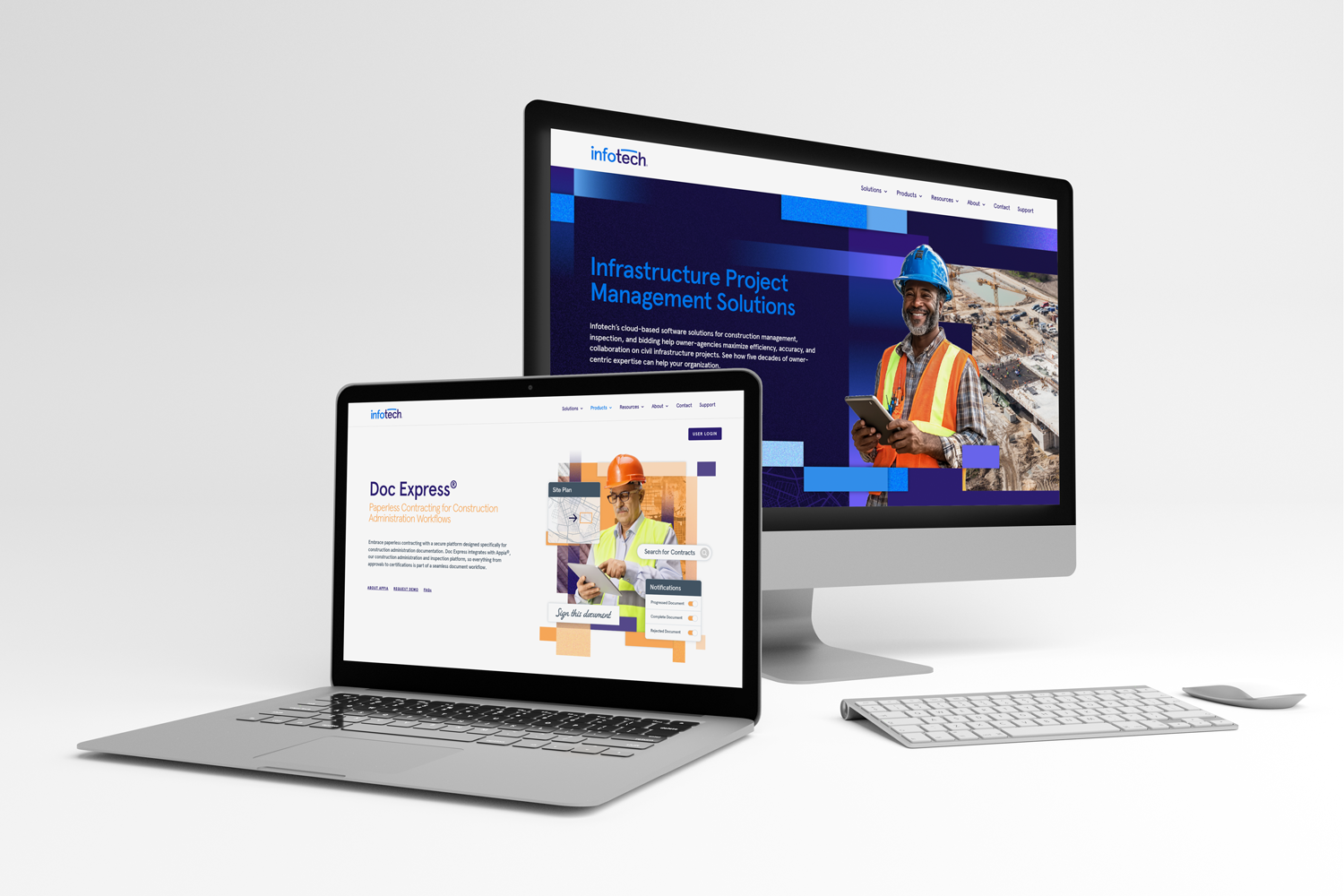 desktop and laptop mocked with infotechinc.com website