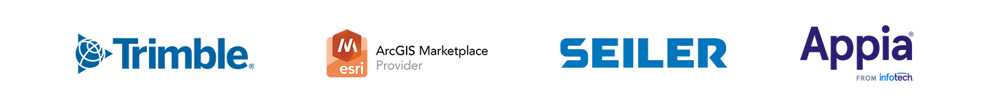 Trimble, Esri, Seiler, and Appia logos in a row